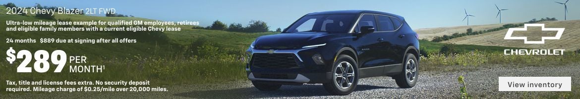 2024 Chevy Blazer 2LT FWD. Ultra-low mileage lease example for current qualified GM employees, re...